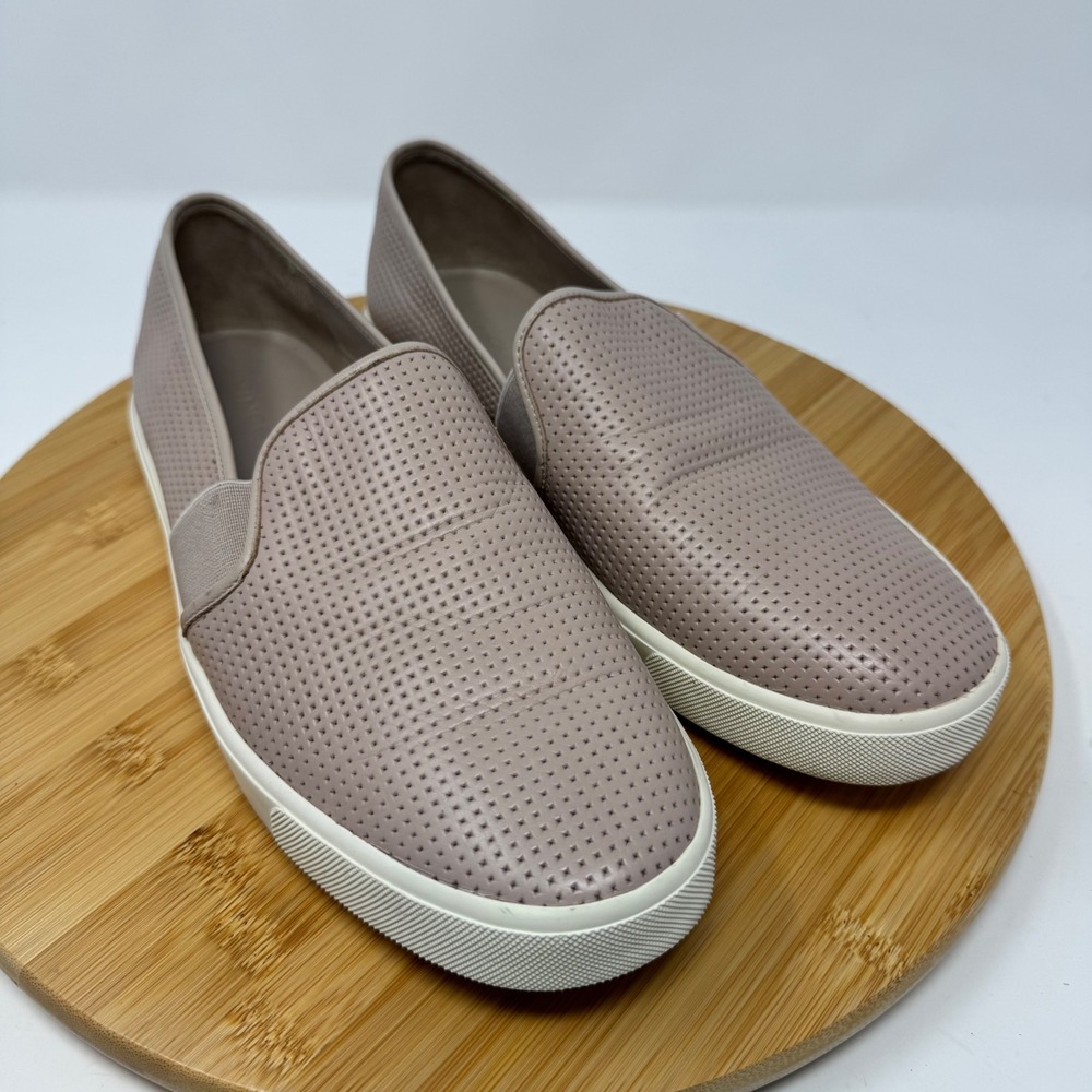 Vince Blair Slip On Sneakers Womens 9.5 Mauve Perforated Leather Luxury Shoes